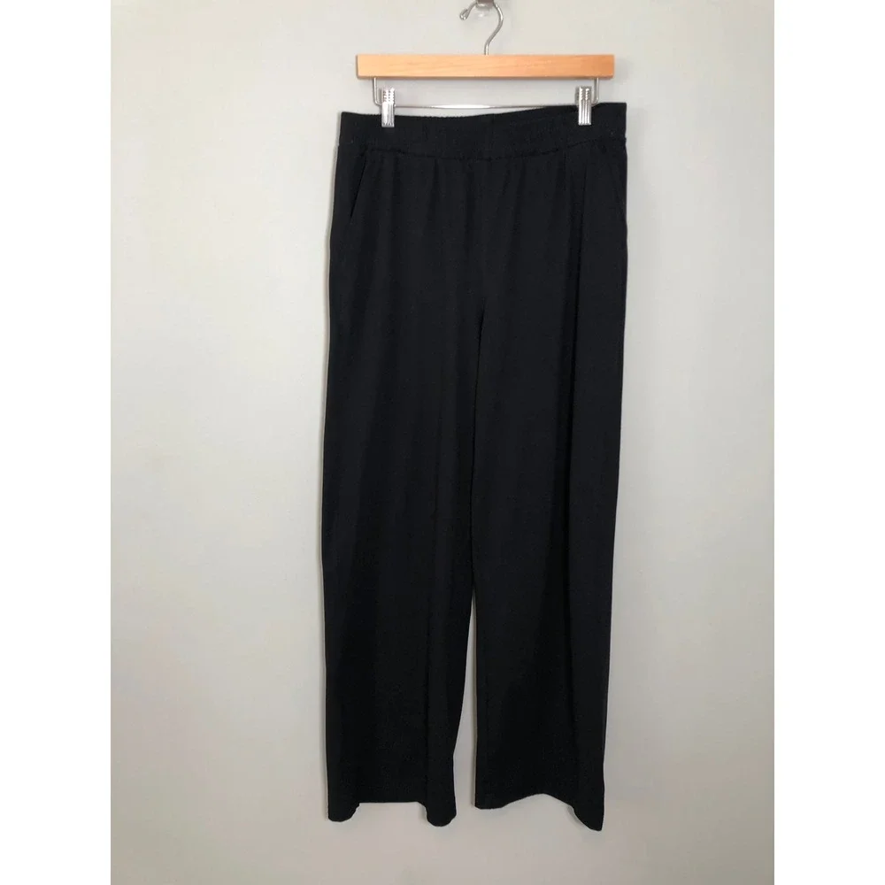 Yogalicious Lux Avenue Wide Leg Pant Women Large Black Elastic Waist Pockets